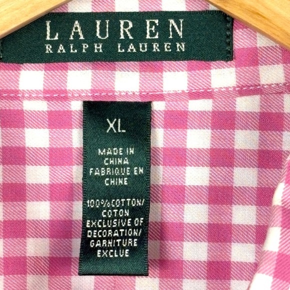 Lauren Ralph Lauren Women LongSleeve Button Shirt XL Pink Crown Gingham Cowgirl - Picture 4 of 10